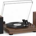 Vinyl Record Player with 24W HiFi Stereo Speakers Vintage Bluetooth Turnable for Vinyl Records with Belt Drive 2-Speed, Magnetic Cartridge RCA Output BT5.3 (Brown)