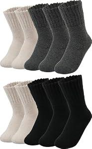 BomKinta Women's Boot Socks - Thick Boot Solid Crew Socks - Warm Cozy Soft Calf Sock 10 Pairs Size 5-11