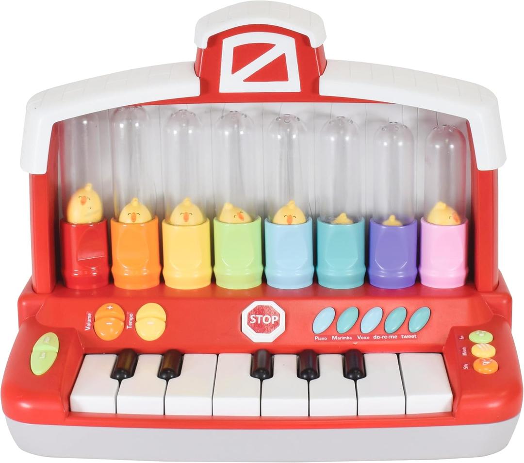 Farm Animals Keyboard Preschool Learning Toy with Silly Sounds and Light-Up Piano with Learning Songs for Infants, 13 inches