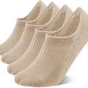 EPEIUS Thick No Show Socks for Women Athletic Ankle Socks Cushioned Running Low Cut Non Slip Footies Nude 4 Pairs, Size: 5-8 M