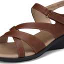 SHIBEVER Wedge Sandals for Women Dressy: Comfortable Summer Low Heel Sandals Casual Walking Dress Shoes Dark Brown Size 9