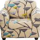 Lamberia Printed Sofa Cover High Stretch Sofa Slipcovers 2 Piece Armchair Slipcover with One Separate Cushion Cover Elastic Bottom Floral Pattern (Dandelion, Armchair)