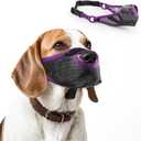 Purple Soft Dog Muzzle - Breathable Air Mesh, Allows Panting & Drinking - Adjustable Strap for Small Dogs