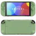 PlayVital Hard Case for Nintendo Switch 2 with Extra Stand & Thumb Grip Caps | Split Design, Dockable Protective Full-Body Shell Cover for Nintendo Switch 2 | Solid Color Series, Matcha Green