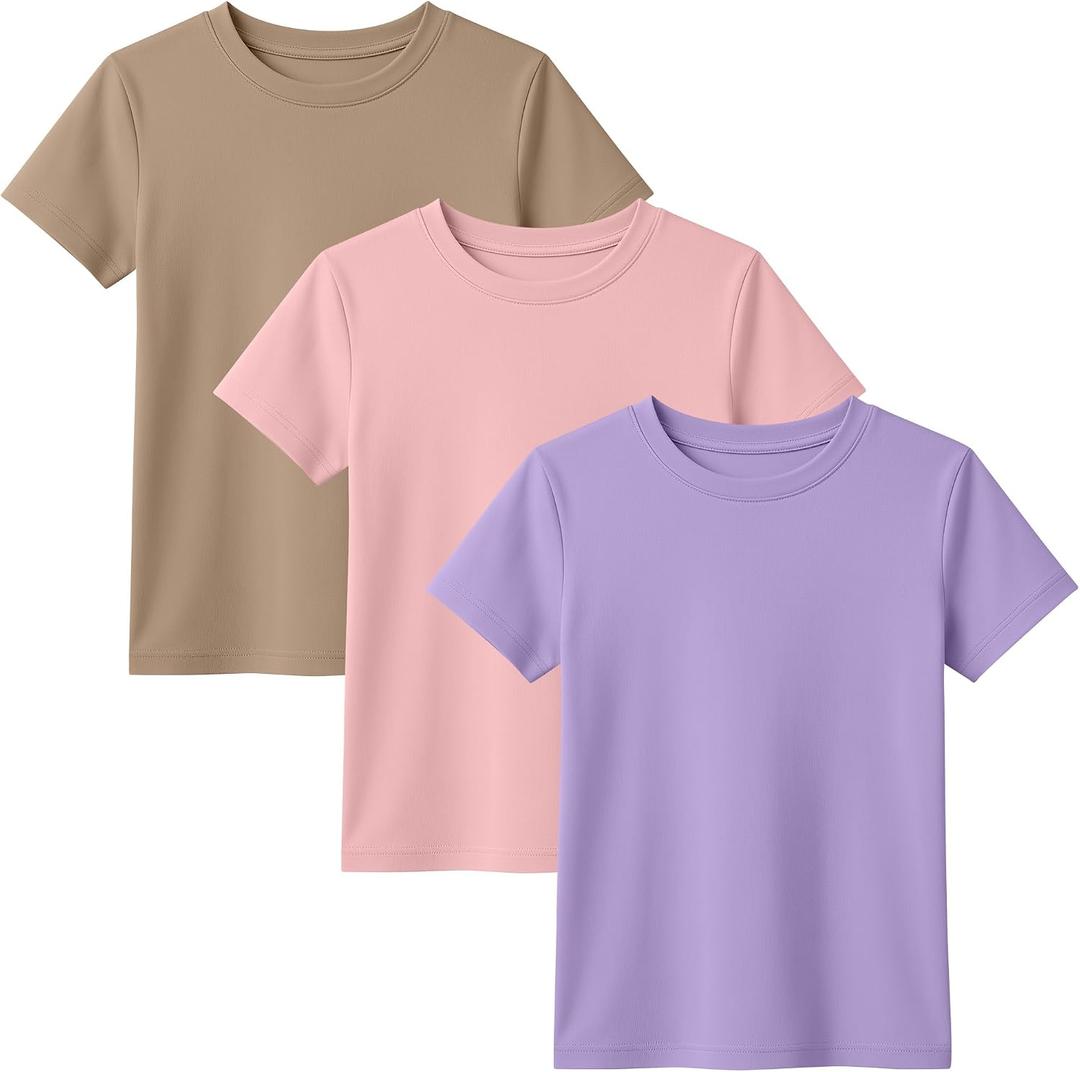 3 Pack Toddler Short Sleeve Tops | Crew Neck, Slim Fit, Summer Tees, Basic, Cute, Casual Tops, for Kids 18M-5T