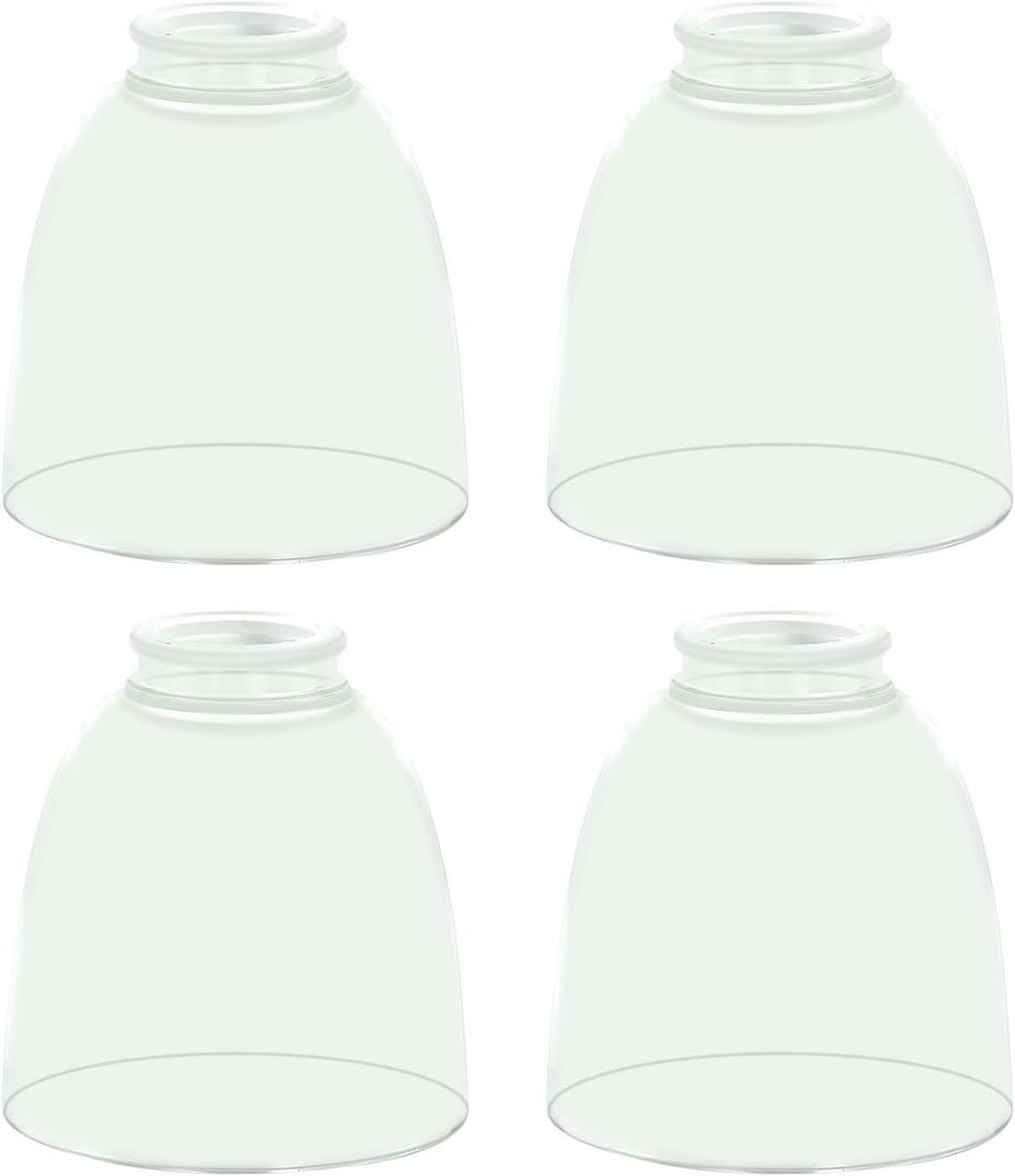 4 Pack Clear Glass Shade Replacements, Bell Shaped Glass Shade Covers for Ceiling Fan Light Fixture, 4.92"High, 4.72"Diameter, 1.65 "Fitter, High Transmittance Globe Lampshades for Vanity