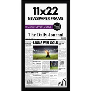 Americanflat 11x22 Newspaper Frame with Polished Plexiglass - Display for Assorted Media Articles - Signature Collection - Modern Picture Frame for Wall Display - Black