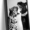 Framed Fashion Leopard Canvas Wall Art Trendy Black White Cheetah Picture Wall Decor Luxury Feminist Poster Print for Girls Bedroom Dorm Bar Cart Home Decoration 16x24in