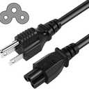 3 Prong AC Laptop Power Cord 15 Feet, NEMA 5-15P to C5 (Mickey Mouse) 10A 125V 18AWG, IEC-60320 IEC320 C5 to NEMA 5-15P, Laptop Power Brick Cord- ETL Listed