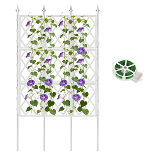 5.25FT Garden Trellis for Climbing Plants Outdoor, White Iron Pipe Support Fence, Metal Wall Trellis Climbing Frame, Trellis for Potted Plants Indoor for Ivy Vines Vegetable Flower
