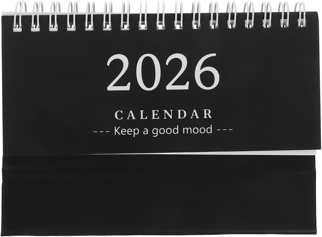 2026 Mini Calendar: Small Desktop Calendar 2025. 07-2026. 12, 18 Monthly Standing Flip Planner for Home School Office Organization Supplies, Black