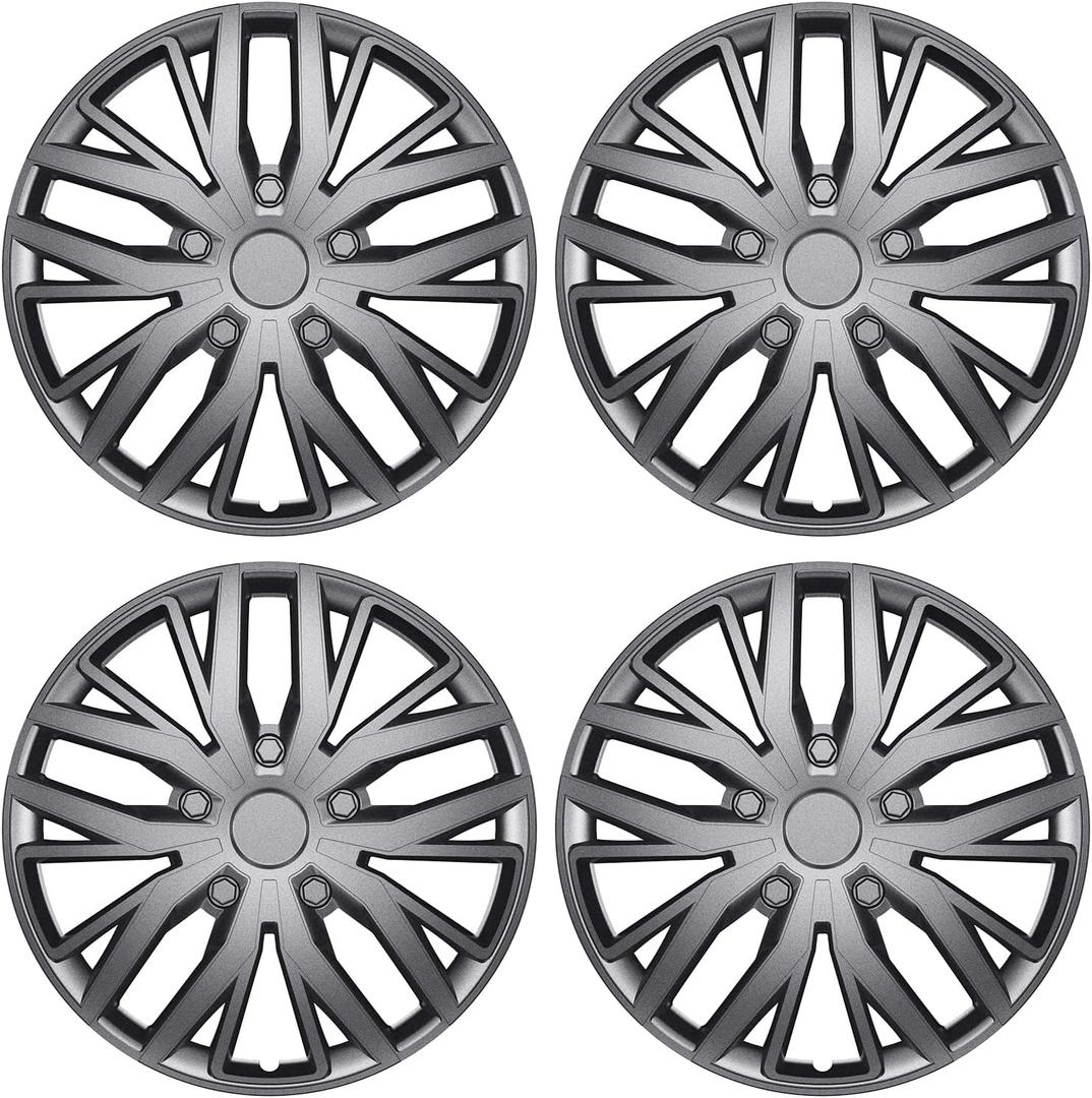 4 Pack Universal Hubcaps Replacement R14 14 inch, Steel Wheel Rim Cover for Most Auto, 14" 14 in Wheel Covers Hub Caps (Gray Color, 14 inch)