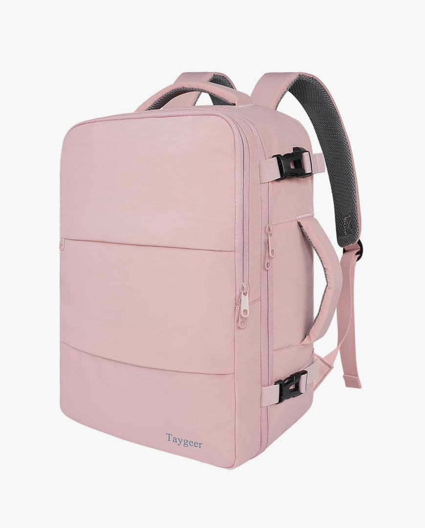 Taygeer Travel Backpack for Women, Carry On Backpack with USB Charging Port & Shoe Pouch, TSA 15.6inch Laptop Mochila Flight Approved, Nurse Bag Casual Daypack for Weekender Business Hiking, Pink