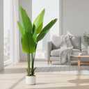 3.8 ft Artificial Banana Tree in Pot, Decorative Evergreen Faux Bird of Paradise Plant, Fake Tropical Traveler's Palm Tree, Indoor House Plants for Living Room Porch Entryway Office
