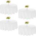 4 Pack Round Tablecloth 90 Inch White Polyester Washable Decorative Fabric Table Covers for Wedding Dining Table Buffet Parties Banquet Decor