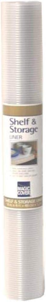 Magic Cover Non-Adhesive Vinyl Shelf and Storage Liner Ideal for Wired Shelving, 18-Inches by 4-Feet, Clear Ribbed