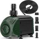 POPOSOAP 880GPH Submersible Water Pump, Water Fountain (60W 3000L/H) with 8.5FT High Lift Adjustable & 3 Nozzles with 17FT Cord, Ultra Quiet Aquarium Pump for Fountain, Fish Tank, Pond, Hydroponics