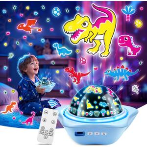 Onefire Star Projector Light Up Toys, Glow In The Dark Stars for Ceiling Projection Kids Toys,Dimmable Night Light Projector for Kids Room,Remote Dinosaur Toys for Boys,Dinosaur Gifts for Toddler Toys (Yellow)