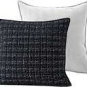 Luxury Tweed & Chenille Throw Pillow Covers  Set of 2 (18" x 18") with Soft and Luxurious Textures Decorative Throw Pillows for Couch, Bed, and Home Decor (Black)