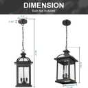 Darkaway Outdoor Pendant Lights for Porch, Extra Large 23inch Outdoor Chandelier 3-Light Hanging Lights Adjustable Hegiht Exterior Chandelier Ceiling Mount with Seeded Glass for House Patio Gazebo, 23" - 1 Pack
