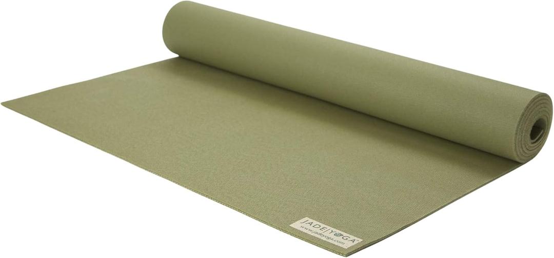 JadeYoga Harmony Yoga Mat - Durable & Thick Gym Fitness Mat, Non-Slip Natural Rubber Yoga Mat - Home Exercise & Stretching Mat, Workout Mat - Yoga, Pilates & Meditation for Women & Men (68", Olive Green)