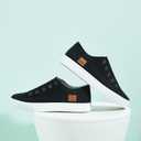 Women's Slip on Shoes Non Slip Fashion Canvas Sneakers Low Top Casual Shoes (Black, US 8)