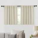 RYB HOME Room Darkening Curtains 2 Panels Set, Energy Efficient Privacy Drapes Back Tabs Small Window Shades for Basement Bathroom Kids' Room, 42-inch Wide by 36-inch Long, Beige