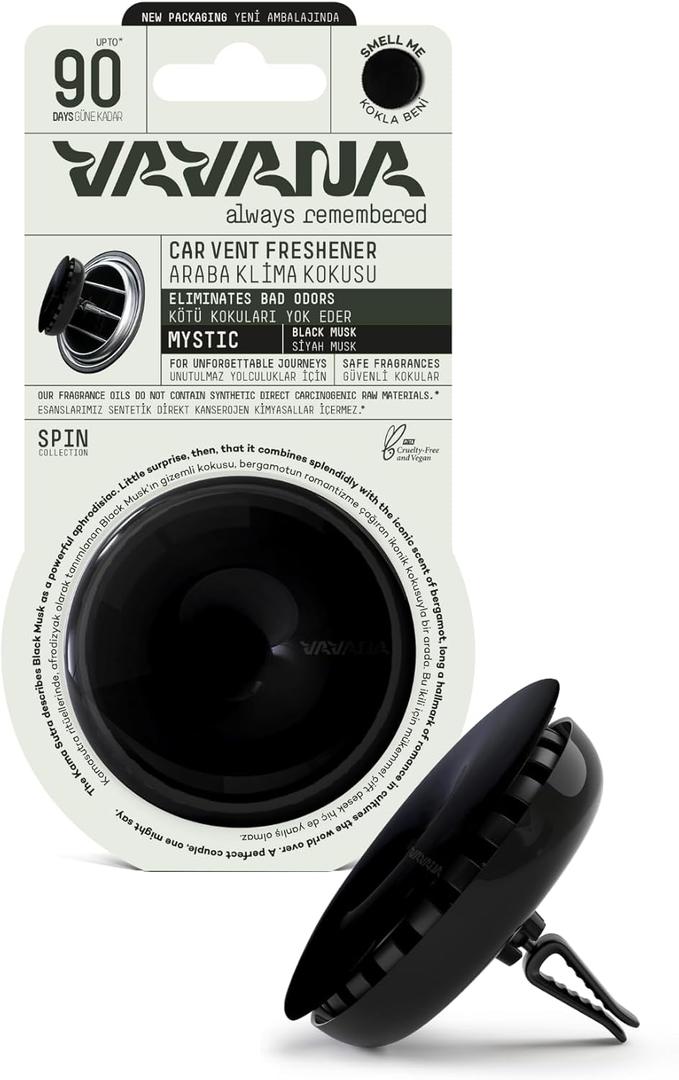 Car Air Freshener | Highly Scented Long Lasting Air Freshener for Car | Air Freshener Vent Clips (Mystic - Black Musk)