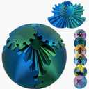 Gear Ball 3D Printed Spin Ball Cube Fidget Toys, Gear Sphere Fidget Toy, GearSphere Desk Toy Stress Fidget Balls, Fidgets Spinners for Adults & Kids Anxiety Relaxing (3.1 Inch, Laser Green Blue)
