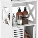 BYFU Bathroom Storage Cabinet, 3-Tier Small Floor Cabinet Freestanding Organizer with Door and Shelf for Living Room Hallway Kitchen Small Space, White