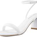 Shoe'N Tale Chunky Heels for Women Block Strappy Heeled Sandals Ankle Buckle Square Toe Comfortable Dressy Shoes 9.5