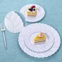 U-QE 60 Pcs White Plastic Plates for Party Scalloped Plastic Plates Heavy Duty & Elegant Include 30 10" Dinner & 30 7" Dessert Plate - Perfect for Party & Wedding
