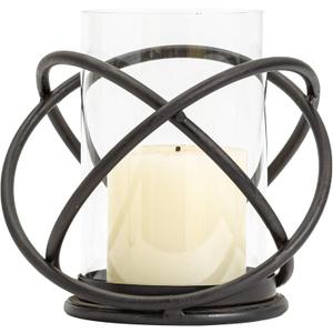 Hurricane Glass Pillar Candle Holder Craftsmanship with Removable Glass for Halloween, Christmas, Thanksgiving, New Year, Wedding Party Anniversary Home Decor (Black)