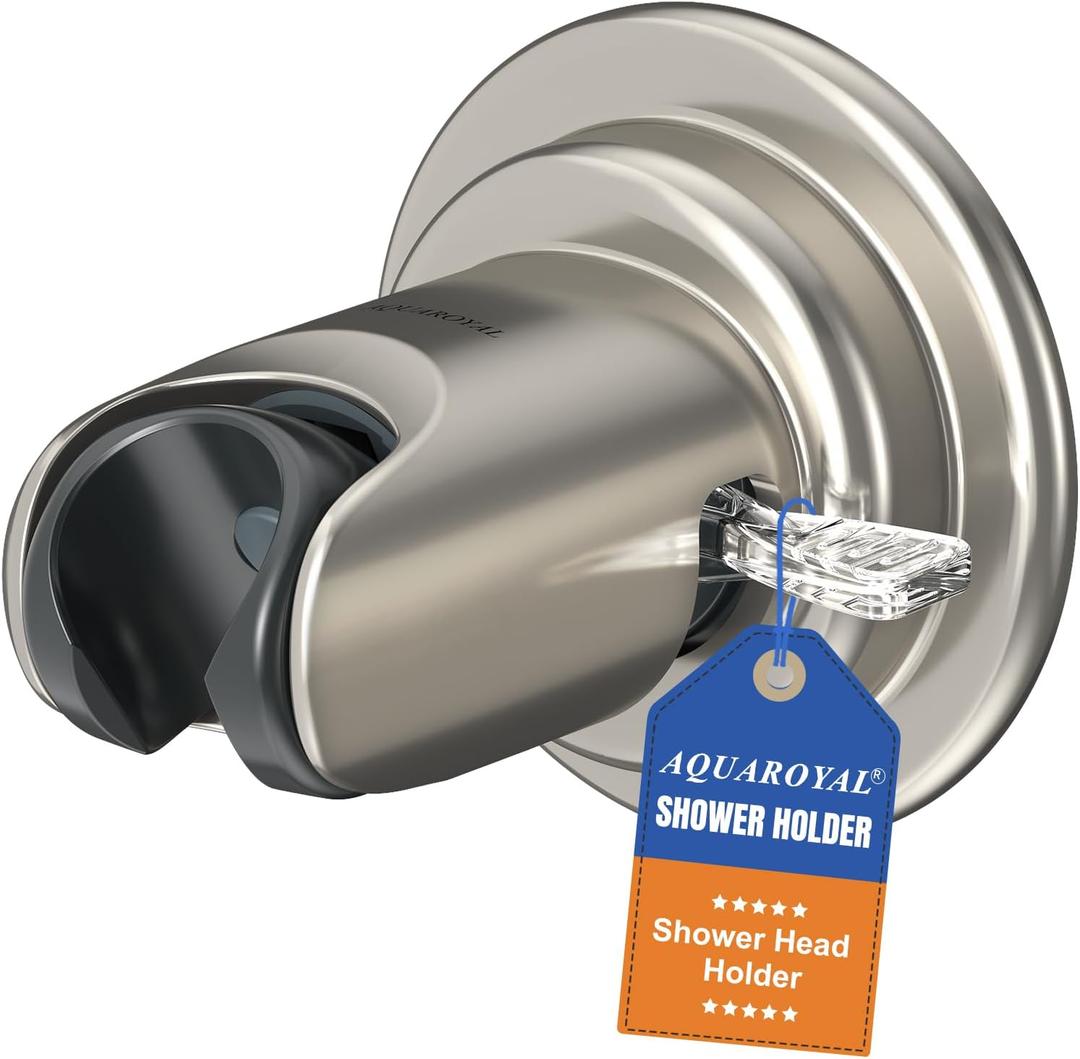Suction Cup Handheld Shower Head Holder - Shower Head Holder Wall Mounted with Vacuum Power for Bathroom Tile/Glass(Nickel)