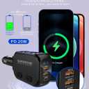 SUPERONE 180W Cigarette Lighter Splitter with 20W PD, 2-Socket Cigarette Lighter Adapter, Fast USB C Car Charger with Type-C 20W PD & QC 3.0 for Dash Cam, GPS, iPad/Laptop/iPhone 17/16/15/14/Samsung
