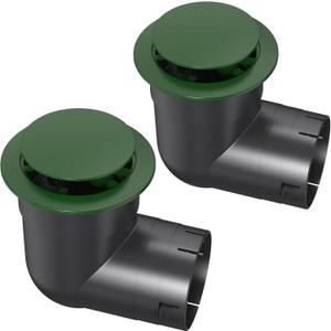 4" Pop Up Drainage Emitter with Elbow, No Adapter Required, Fits 4" PVC D2729 (S&D), 4" SCH40, 4" SDR35, 4" Corrugated Pipe, 3" Corrugated Pipe, Dual-Rod Yard Drain Cover for Downspouts, 2PC