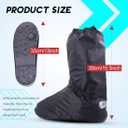 Hilitchi Black Men Waterproof Rainstorm Rainy Day Rain Suit Raingear Motorcycle Outdoor Protective Gear Rain Boot Shoe Cover Zipper US 10 11 Euro 44 45 Black (Black, XL)