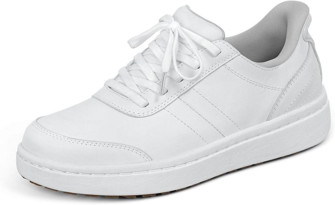 Orthofeet Women's Orthopedic Wander Hands-Free Leather Slip-On Dress Sneaker, 7.5