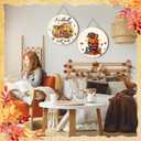 3 Pcs Fall Football Decorations Door Sign Football and Fall Y'all Welcome Wooden Hanging Sign Autumn Wood Wreath with Rope for Front Door Outdoor Autumn Harvest Thanksgiving Party Decor