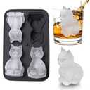 3D Cat Ice Cube Mold, Admaison Ice Cube Tray with Funnel with Funnel for Cocktails, Bourbon,Brandy, Whiskey Gifts for Men, Silicone Fun Shapes Black Cute (CAT)