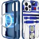for iPhone 16 Pro Case - Compatible with MagSafe Women Cute Girls Magnetic Protective Phone Cover Boys Unique Design Heavy Duty Shockproof Funda for Apple 16 Pro Cases (Blue Robot)