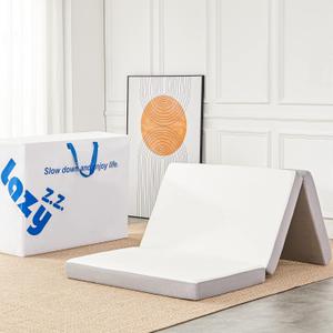 Folding Mattress, 4 Inch Memory Foam Tri-fold with Breathable Bamboo Fiber Fabric Cover, Foldable Floor Mattress Guest Bed for Camping, Road Trip, Single Folding Mattress, 4 Inch Memory Foam Tri-fold with Breathable Bamboo Fiber Fabric Cover, Foldable Floor Mattress Guest Bed for Camping, Road Trip, Single