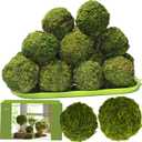 21 Pack Green Moss Balls 8pcs 3.2" Decorative Balls for Bowls Filler 13pcs 2.3" Fake Moss Balls for Centerpiece Artificial Balls for Vase Filler Live Moss Balls for Home Tabel Decor (Green-21pcs)