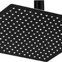 BESy 12 Inch Rain Shower Head, 12" Square Rainfall & High Pressure Stainless Steel Bath Showerhead, 1/16" Ultra Thin, Waterfall Full Body Coverage with Silicone Nozzle, Matte Black Finish