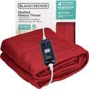 BLACK+DECKER Heated Blanket Electric Throw, Fleece Electric Blanket, Heating Blanket with 4 Heating Levels, 3H Timer, Auto Shutoff, Fast Heating (50x60 inches, Maroon)