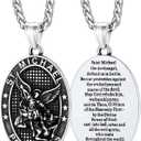 FaithHeart Saint Michael Pendant Necklace for Men, with 22"+2" Wheat Chain