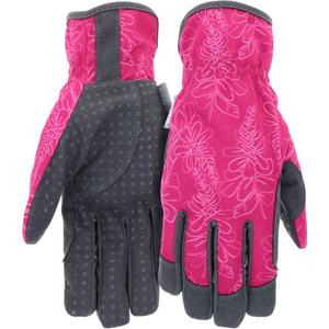 MUD Everyday Women's Synthetic Leather Palm with Silicone Dotted Grip Garden Gloves (Medium/Large, Purple)