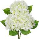 Oairse 3Pcs White Hydrangea Artificial Flowers 19.7 in Real Touch Faux Hydrangea Stems Silk Flowers with Stems White Fake Flowers Bouquet for Floral Arrangements Table Centerpieces Wedding Home Decor