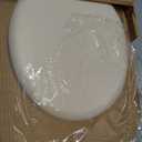 Mayfair Padded Toilet Seat, Cushioned Soft Vinyl over Wood Core Seat, Secure Hinges, Easy Clean, Made in USA, Round, Bone