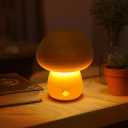 Mushroom Lamp, Rechargeable Touch Control Mushroom Night Light, Portable Dimmable Wooden Lamp for Kids Room, Bedroom, 3.9" H